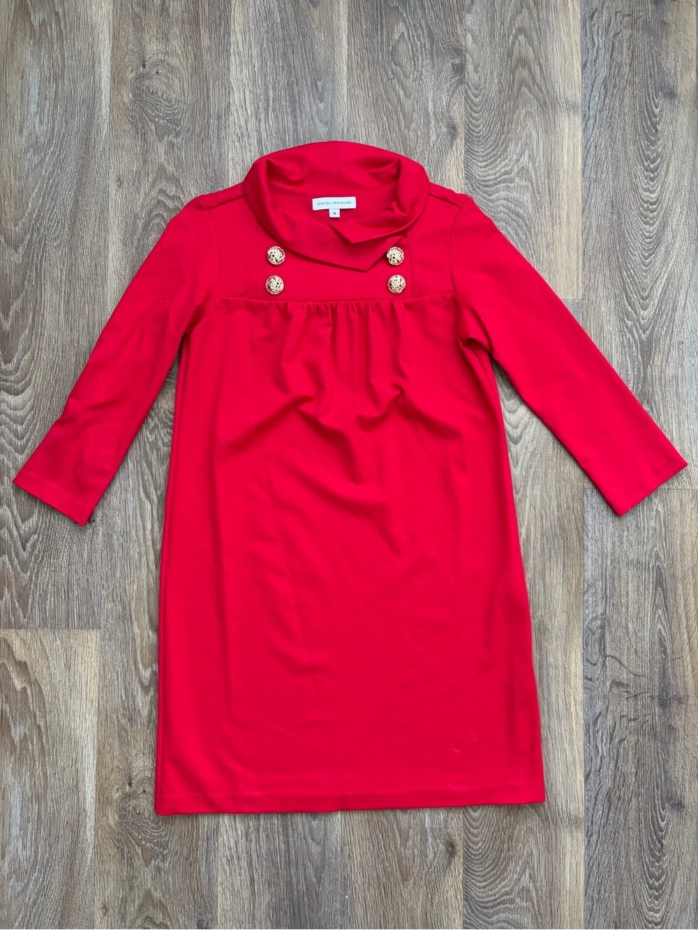 Amanda Uprichard Red Gold Button Mod Shift Dress Small Cocktail Old Money size S